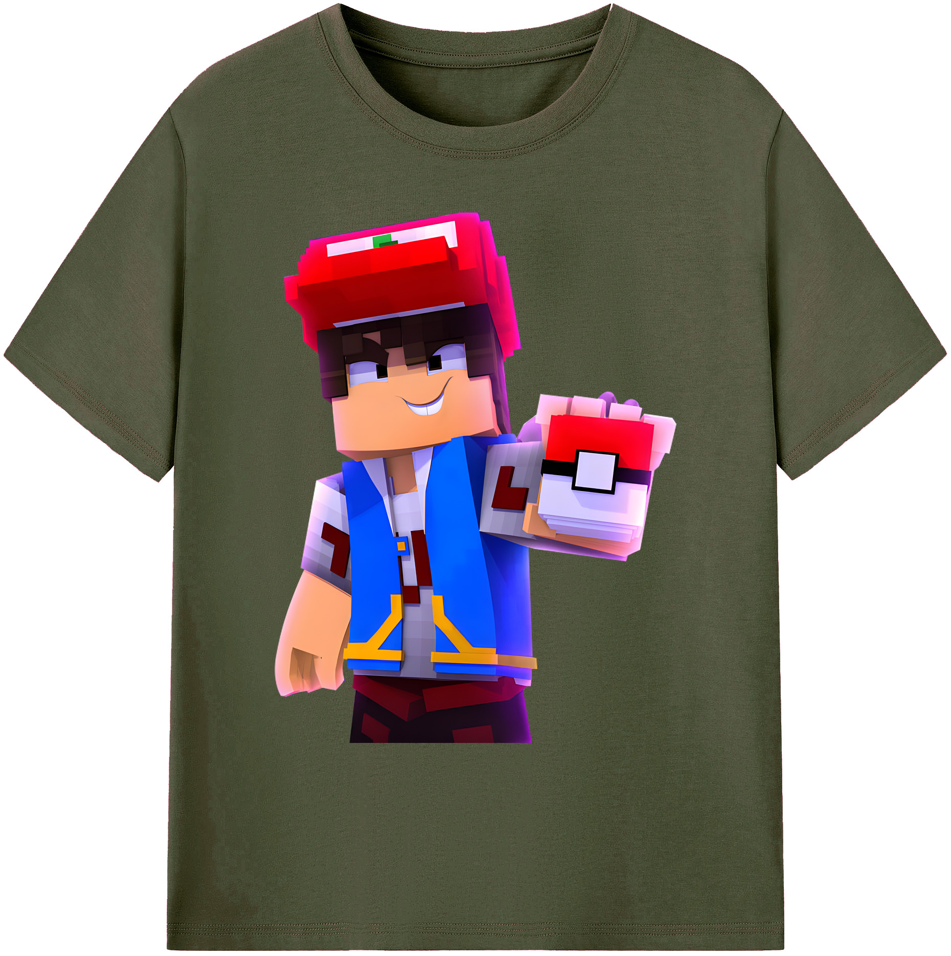 （画像用） マインクラフト ブロックの世界 Minecraft MC Block world 綿100％ メンズ半袖Tシャツ｜肌触りやわらか＆通気性